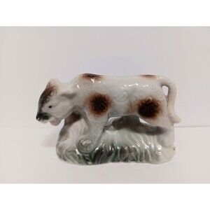 Bison/ Calf /Cow Porcelain Animal Figurine White JAPAN Country Farmhouse Decor